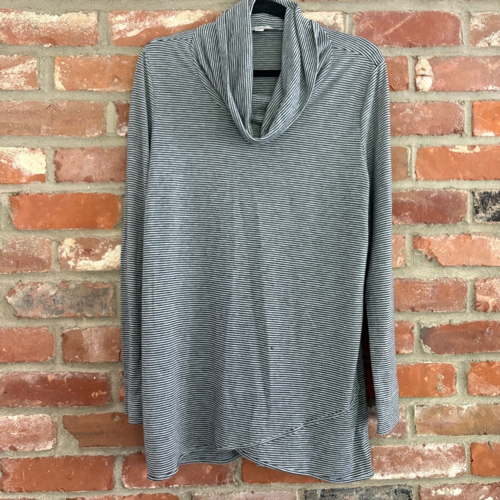 Loft Cowl Neck Striped Tunic Top Shirt Large